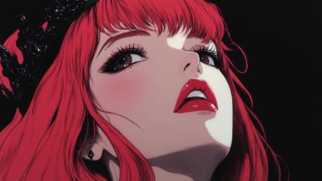 Scarlet Elegance in Anime Artistry wallpaper