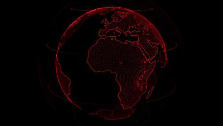 Earth's Digital Shadow in Red and Black wallpaper