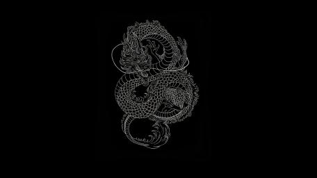 Dragon Elegance in Monochrome Fantasy wallpaper