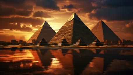 Timeless Majesty of Egyptian Pyramids at Sunset wallpaper