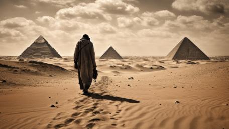 Ancient Mysteries Unveiled in a Digital Desert wallpaper