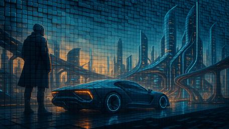 Futuristic Dreamscape in a Neon Cityscape wallpaper
