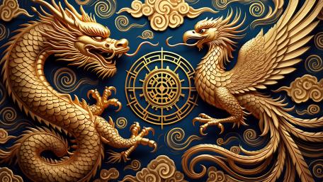Dragon and Phoenix Crest wallpaper