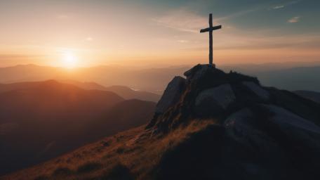 Mountain Top Cross at Sunset wallpaper