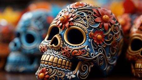 Sugar Skulls in Vibrant Celebration Style wallpaper