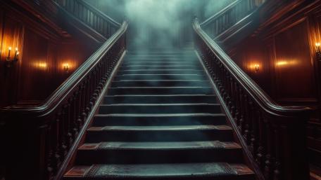 Mysterious Stairs in an Eerie Manor wallpaper