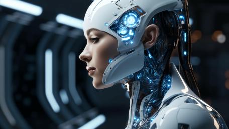 Futuristic Humanoid Robot in Sci-Fi World wallpaper
