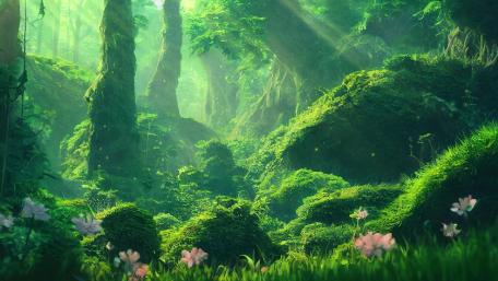 Enchanted Anime Forest Serenity wallpaper
