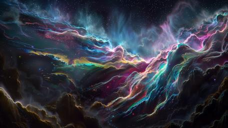 Cosmic Dreamscape of Multicolor Galaxies and Starlit Darkness wallpaper