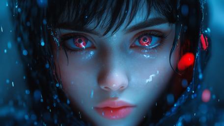 Mystical Gaze in the Rain wallpaper