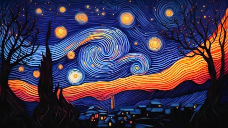 Starry Night Dreams in Van Gogh Style wallpaper