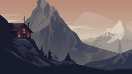 Mountain Refuge in Minimalist Splendor wallpaper