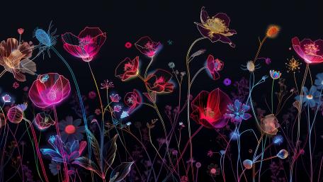 Neon Dreams Blooming in Darkness wallpaper