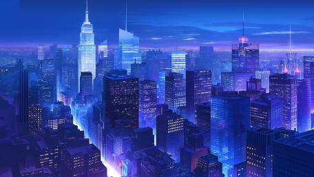 Blue Twilight in NYC Skyline wallpaper