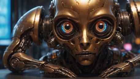 Intricate Machine Gaze in Futuristic Realm wallpaper