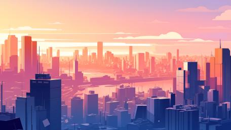 Pastel Fantasy Metropolis at Sunset wallpaper
