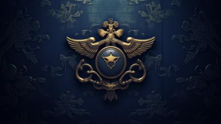 Golden Emblem on Royal Blue Background wallpaper
