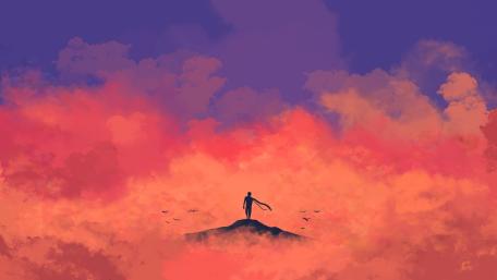 Peak of Solitude in Vibrant Skies wallpaper