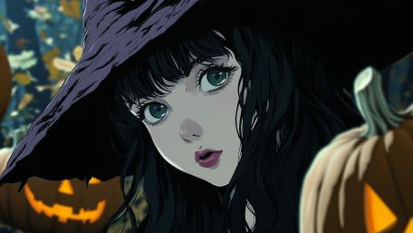 Witchy Enchantment in Moonlit Night wallpaper