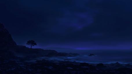 Nightfall Serenity in Misty Landscapes wallpaper