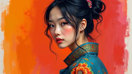 Oriental Elegance AI Fantasy Art wallpaper
