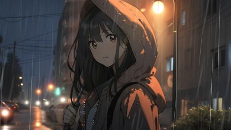 Rainy Reflections Aesthetic Anime Art wallpaper