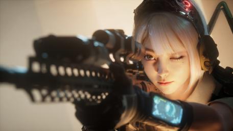 Futuristic Warrior's Focus in Battle wallpaper
