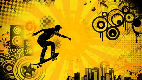Skateboarder Frutiger Metro wallpaper