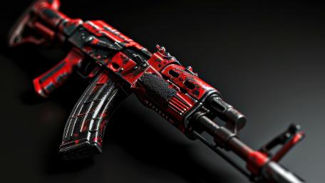AK 47 in Futuristic Red and Black Design wallpaper