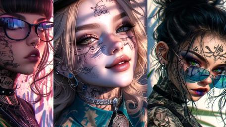 Tattooed Elegance Anime Artistry wallpaper