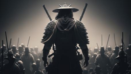 Samurai Stands Defiant in Battle's Calm wallpaper