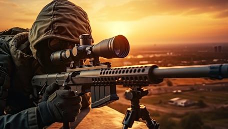 Sniper at Sunset Ready for Precision Shot wallpaper