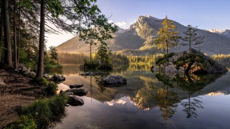 Serene Morning at Hintersee Lake wallpaper