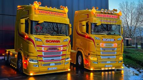 Yellow Scania Trucks Shining in 4K Detail wallpaper