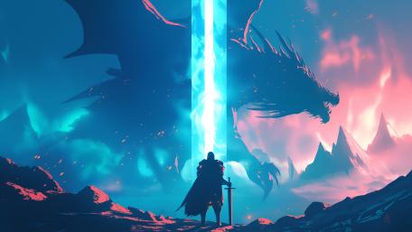 Dragon Encounter in a Mystical Realm wallpaper