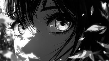 Enigmatic Gaze in Monochrome AI Art wallpaper