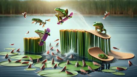 Frogs on Skateboards Making a Splash in AI Art wallpaper