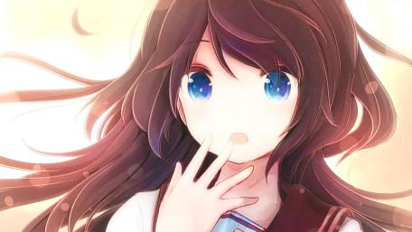 Anime Girl with Mesmerizing Blue Eyes wallpaper