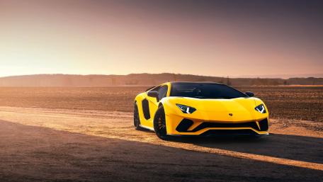 Lamborghini Aventador in Stunning Sunset Drive wallpaper