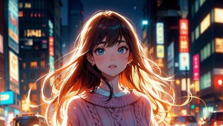 A Dreamy Evening in the Neon City wallpaper