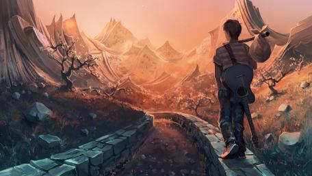Wandering Guitarist on an Epic Adventure wallpaper