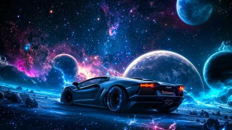 Lamborghini in the Cosmic Expanse wallpaper
