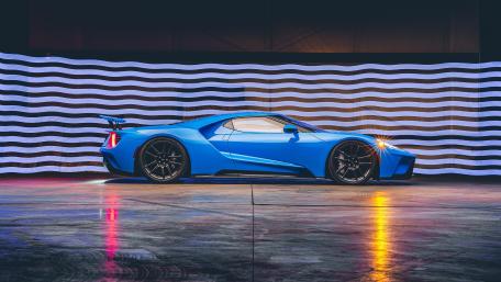 Blue Ford GT Sports Car Elegance in 4K wallpaper