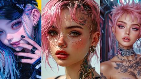 Edgy Anime Beauties in Vibrant Colors wallpaper