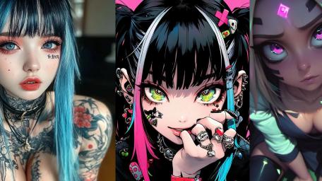 Tattooed Anime Aesthetic Collage wallpaper