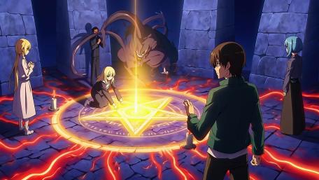 Demon Ritual Summoning in a Mystical Chamber wallpaper