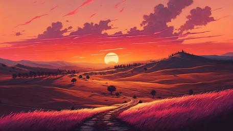 Afterglow Serenity in Anime Art wallpaper