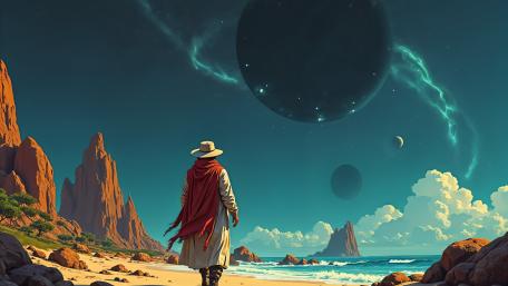 Dreamlike Seascape: Sci-Fi Anime Vision wallpaper