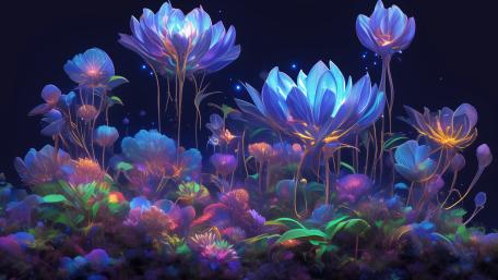 Neon Garden of Surreal Dreams wallpaper