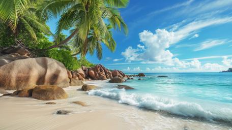 Tropical Paradise Bliss in Seychelles Beach wallpaper
